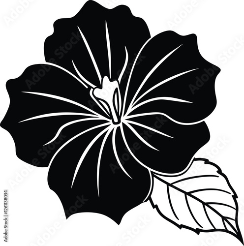 Nasturtium flower vector silhouette illustration. Nasturtium icon concept drawing icon in modern style (8).eps