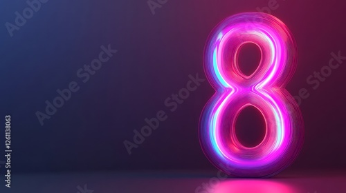 8 March International Womens Day vector illustration A realistic 3D plastic number 8 with handdrawn script text Neonthemed Happy Womens Day design photo