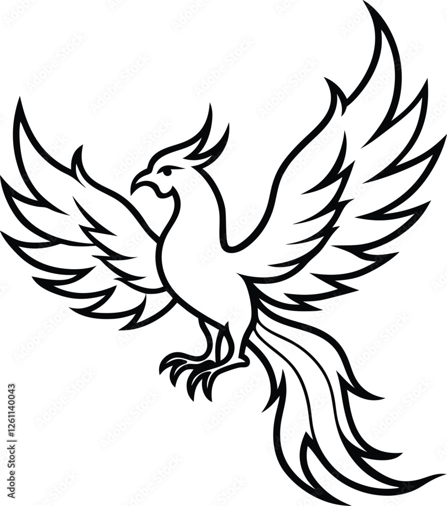 Fototapeta premium Fenix vector silhouette illustration. phoenix bird icon vector illustration isolated on white background. 