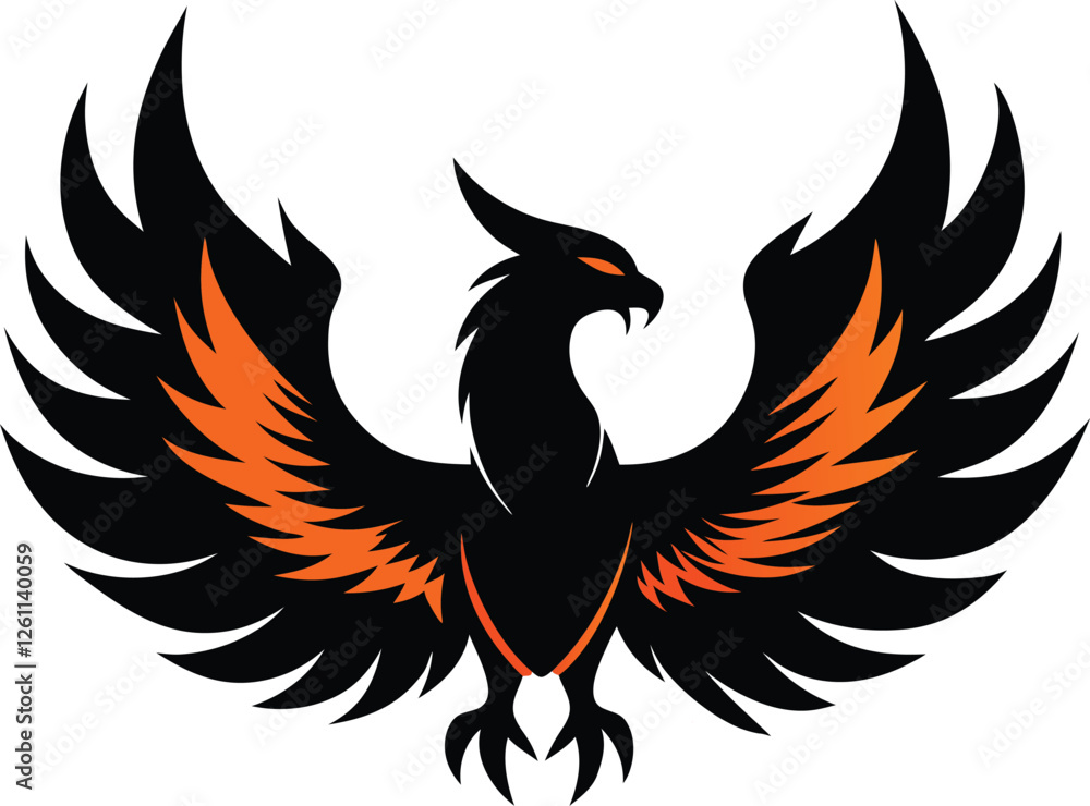 Fototapeta premium Fenix vector silhouette illustration. phoenix bird icon vector illustration isolated on white background. 