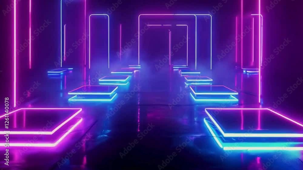 Futuristic Corridor with Glowing Violet Grid Lines
Futuristic Corridor with Glowing Violet Grid Lines