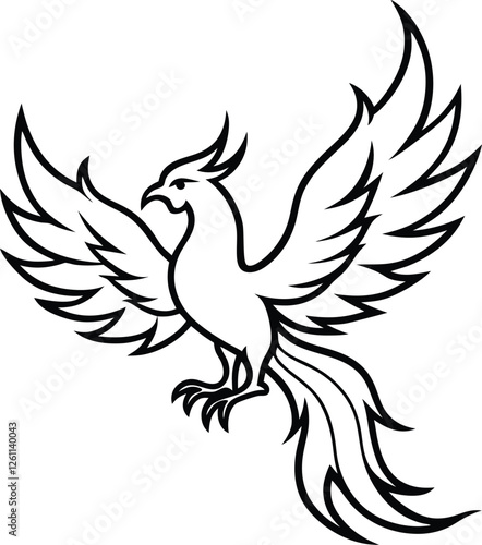 Fenix vector silhouette illustration. phoenix bird icon vector illustration isolated on white background. 