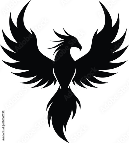 Fenix vector silhouette illustration. phoenix bird icon vector illustration isolated on white background. 