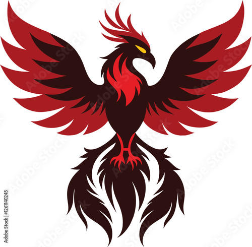 Fenix vector silhouette illustration. phoenix bird icon vector illustration isolated on white background. 