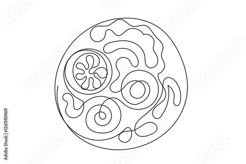 Line Art Salad Food Ingredients Dish Continuous Line Art Sketch Illustration. One Line Salad Vegetarian Diet Vitamin Organic Food Symbol. Abstract Minimalist Outline One Line Drawn Vegetable Sala