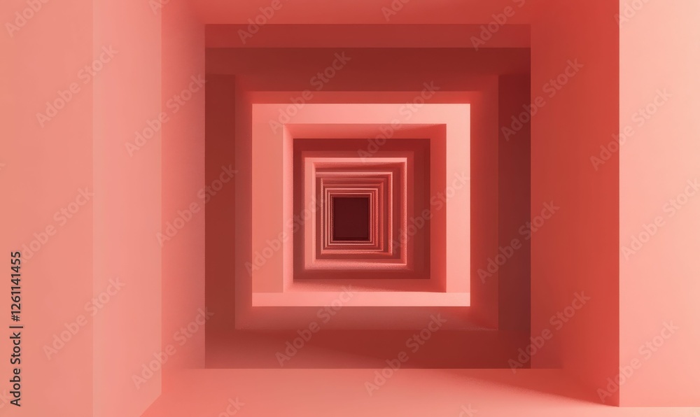 Coral pink receding corridor, abstract depth. Coral pink receding corridor, abstract depth.