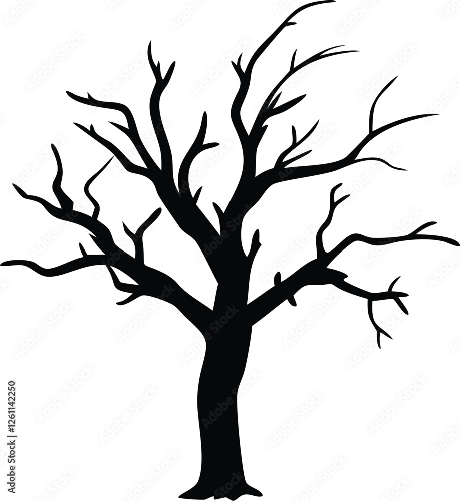 Fototapeta premium A dead tree silhouette vector illustration.