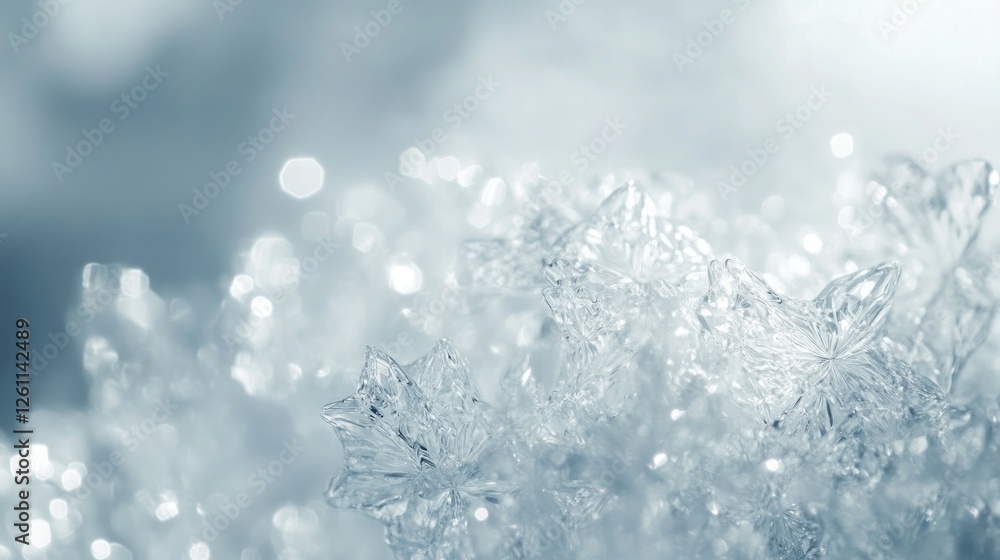 Close-up Ice Crystals, Winter Background Close-up Ice Crystals, Winter Background