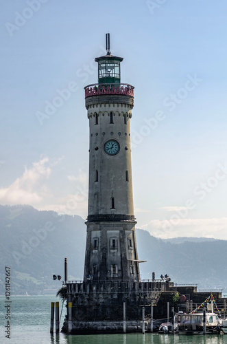 beautiful lighthouse on the lake shore in Lindau Germany