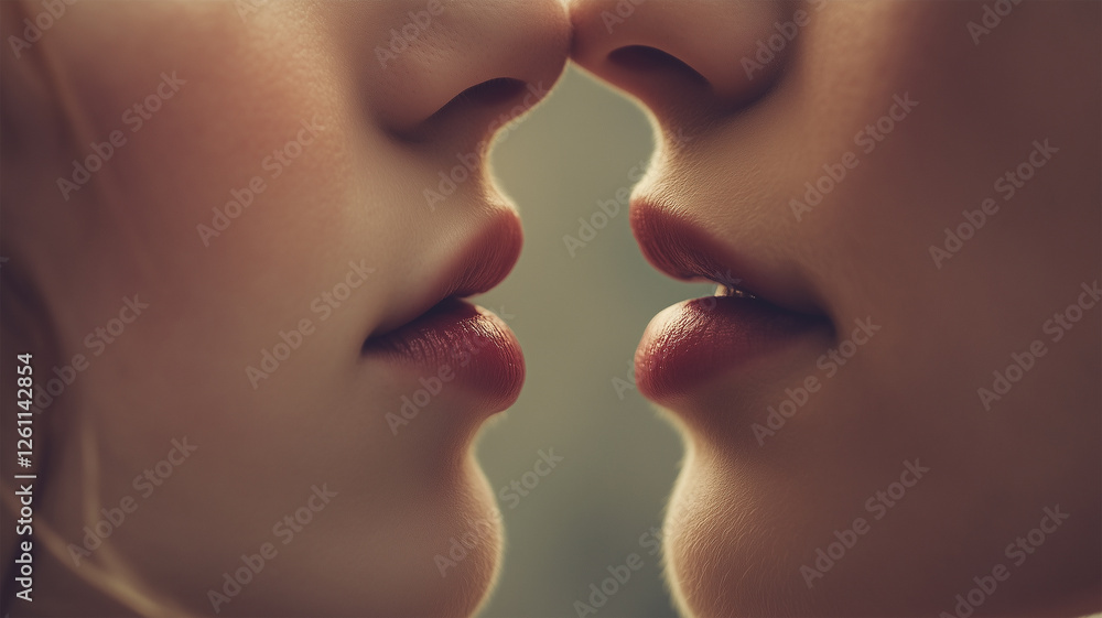 Obraz premium そっと近づく二人、ささやくような距離感