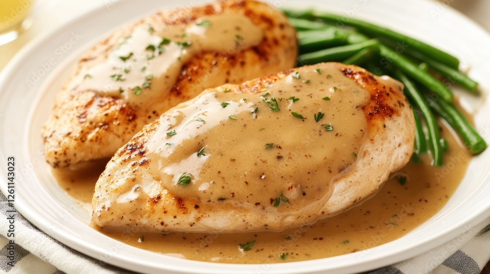 Tender slow-cooked chicken breasts smothered in rich, savory gravy, a comforting and flavorful homemade dish. Tender slow-cooked chicken breasts smothered in rich, savory gravy, a comforting and flavorful homemade dish.