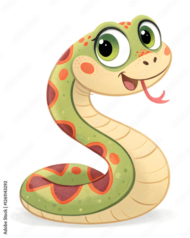 cute cartoon snake on the white background cute cartoon snake on the white background