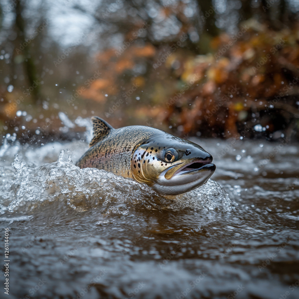 Fototapeta premium steelhead flopping in the river