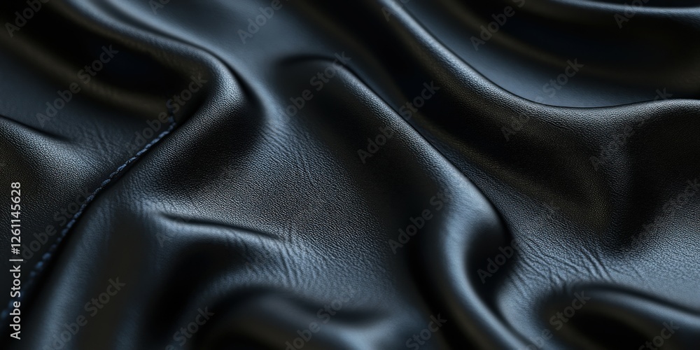 Fototapeta premium Elegant black fabric drapes with soft folds and texture