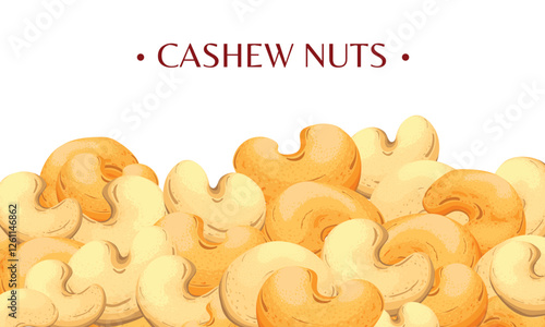 Realistic Vector Illustration of Cashew Nuts - Tasty, Crunchy, and Healthy Snack Perfect for Recipes and Gifting.