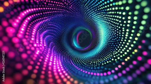 Colorful swirling light tunnel, abstract background, digital art, website design