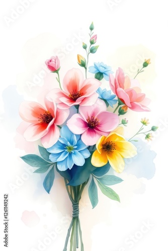 Wallpaper Mural This lovely watercolor illustration combines colorful flowers and soft tones, creating a light, airy design perfect for greeting cards and invitations Torontodigital.ca