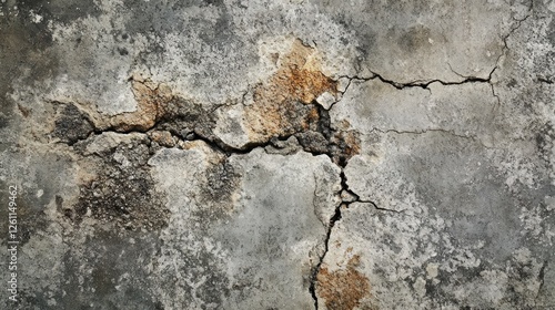 Cracked concrete texture, urban decay background, construction damage