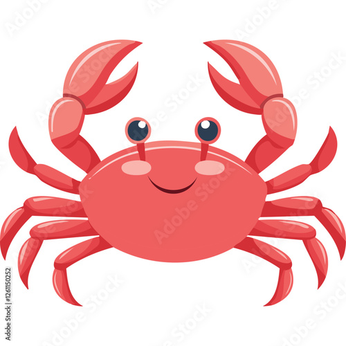 Cute red crab vector illustration in cartoon style. Childish adorable drawing of sea creature on isolated background. Print for clothes or design