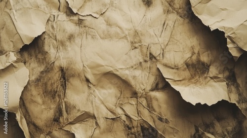 Crumpled, aged paper texture background