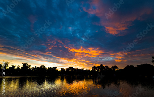 sunset over the lake