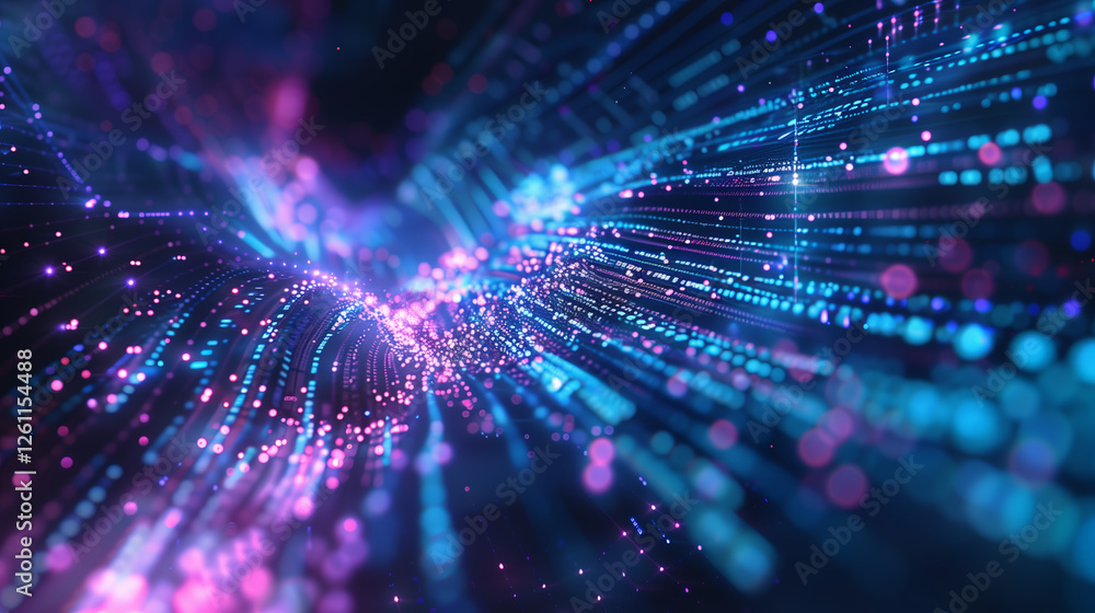 Obraz premium A conceptual background of artificial intelligence: a glowing digital neural pathways, floating in a dark, futuristic space.