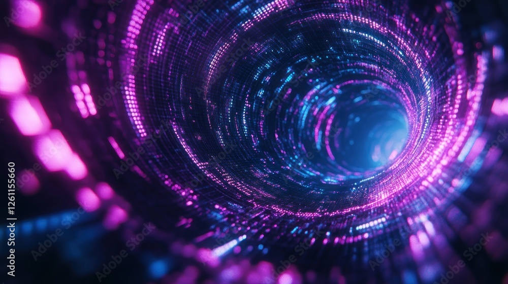 Digital data vortex tunnel, abstract background, technology concept Digital data vortex tunnel, abstract background, technology concept