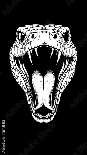 Wallpaper Mural Black and white snake head with open mouth, vector style
 Torontodigital.ca