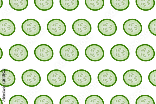 Seamless pattern of cucumber slices