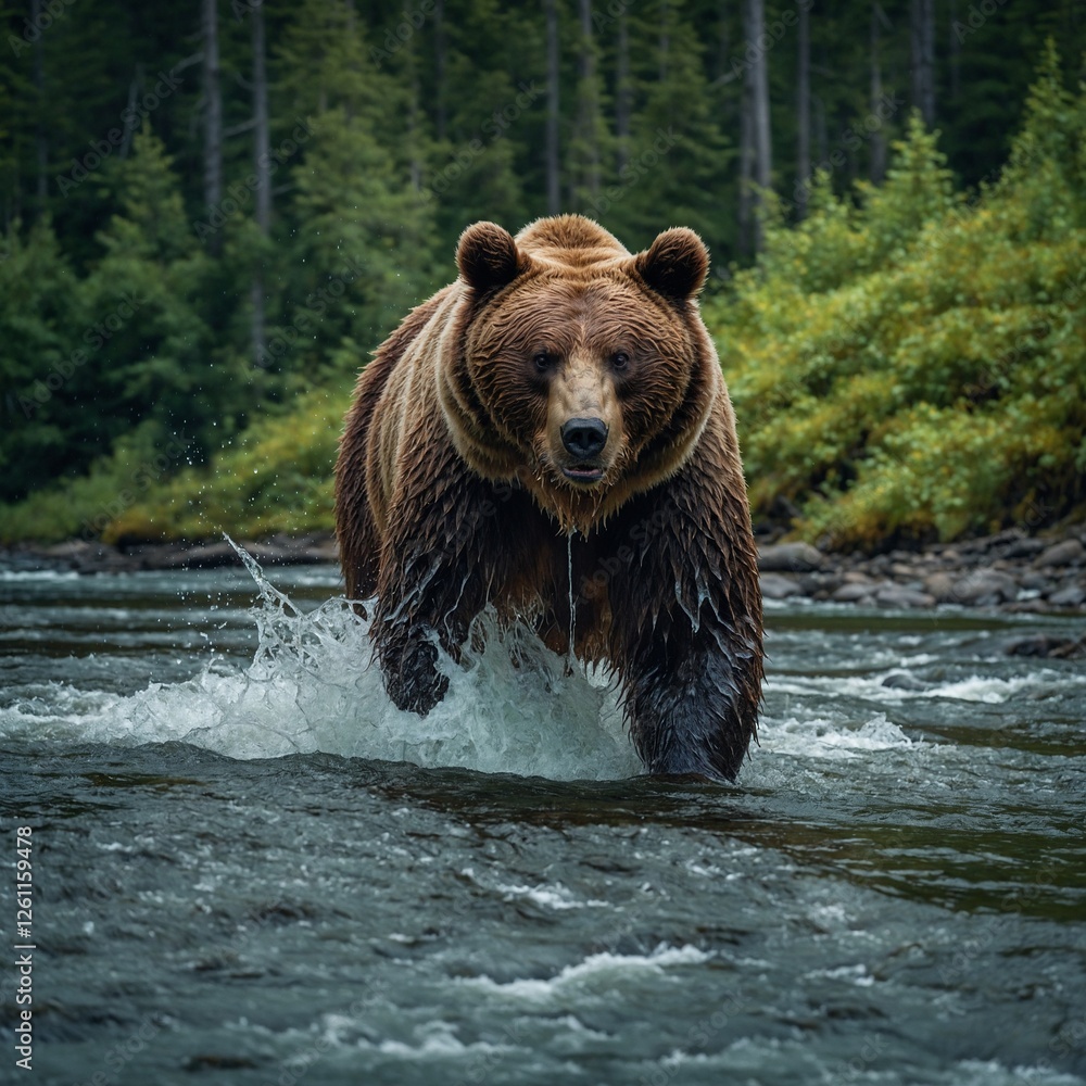 A grizzly bear fishing in an invisible stream, its paws ready to strike on a white background.brown bear in water.brown bear in water. A grizzly bear fishing in an invisible stream, its paws ready to A grizzly bear fishing in an invisible stream, its paws ready to strike on a white background.brown bear in water.brown bear in water. A grizzly bear fishing in an invisible stream, its paws ready to