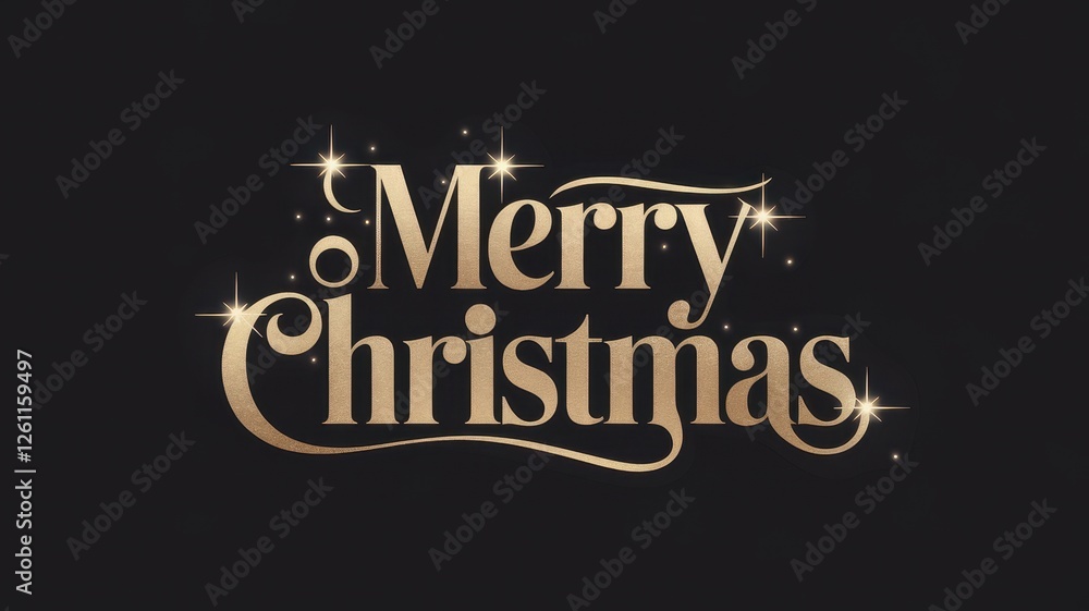 Elegant golden 'Merry Christmas' text with sparkling stars on a black background, creating a festive and joyful holiday spirit. Elegant golden 'Merry Christmas' text with sparkling stars on a black background, creating a festive and joyful holiday spirit.