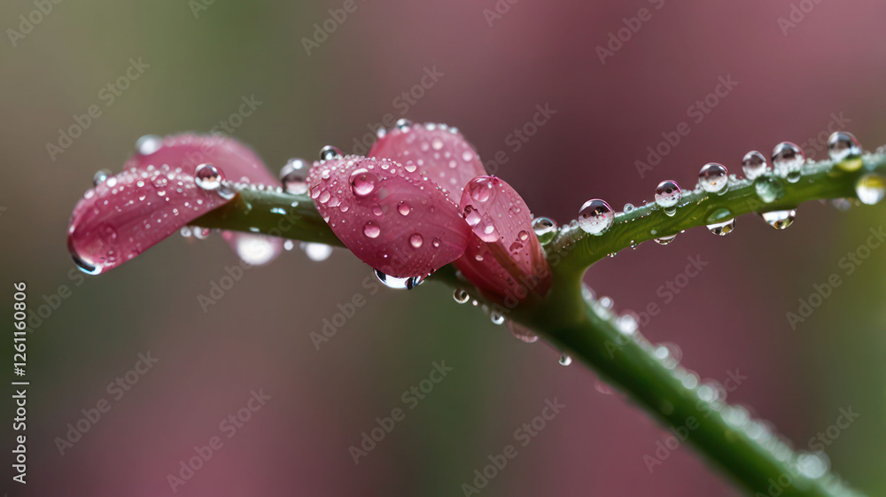 A Pink Flower Stick Dew Drops Macro Background Texture A Pink Flower Stick Dew Drops Macro Background Texture