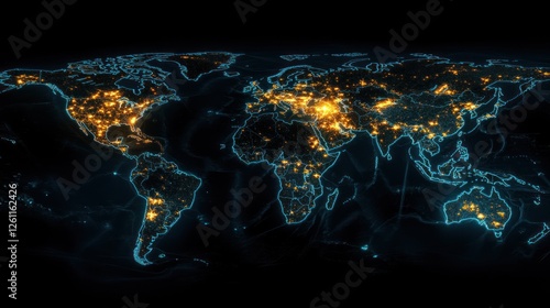 Wallpaper Mural Global city lights map at night Torontodigital.ca