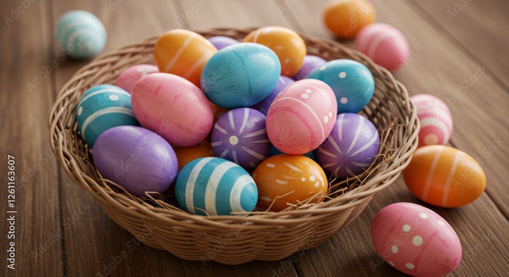 Fototapeta premium Joyful Easter Celebration with Bunnies and Colorful Eggs