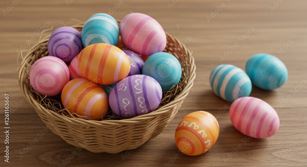 Joyful Easter Celebration with Bunnies and Colorful Eggs Joyful Easter Celebration with Bunnies and Colorful Eggs