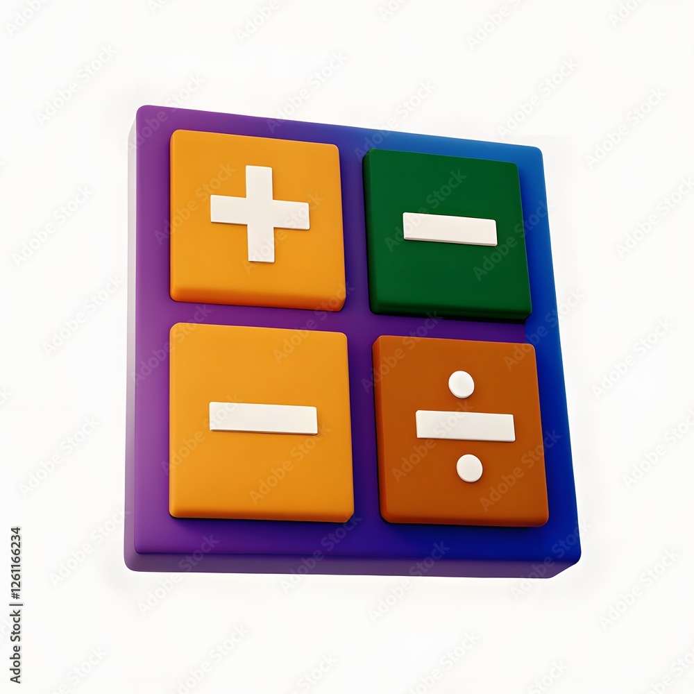 Obraz premium Creative 3D Design: Calculator Keys with Plus, Minus, Multiply, Divide