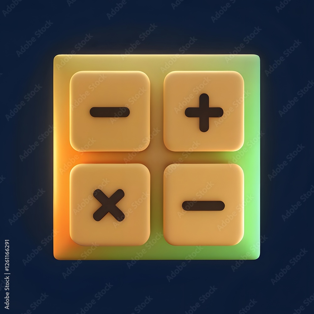 Obraz premium Creative 3D Design: Calculator Keys with Plus, Minus, Multiply, Divide