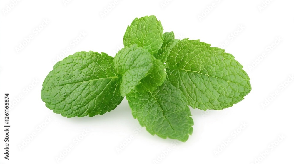Fresh Isolated Mint Leaves for Culinary and Aromatic Use Fresh Isolated Mint Leaves for Culinary and Aromatic Use