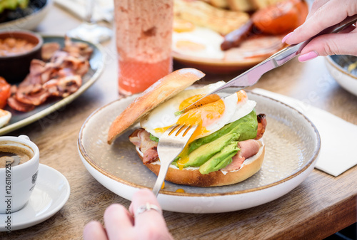 Served fresh egg benedict 