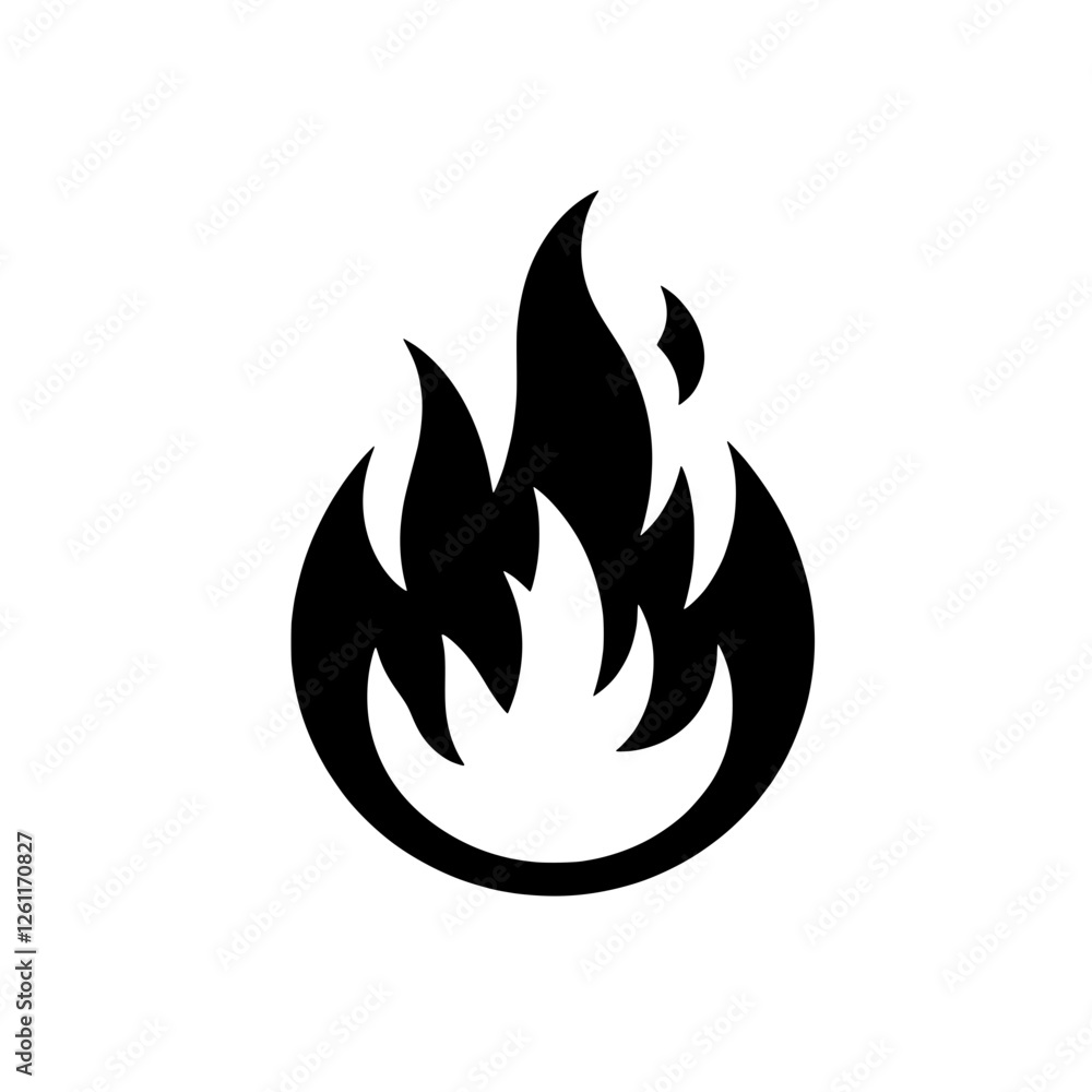 Burning Passion: A bold and graphic black and white illustration of a flame burning brightly within a circular shape. The design captures a sense of intensity, energy and power. Burning Passion: A bold and graphic black and white illustration of a flame burning brightly within a circular shape. The design captures a sense of intensity, energy and power.