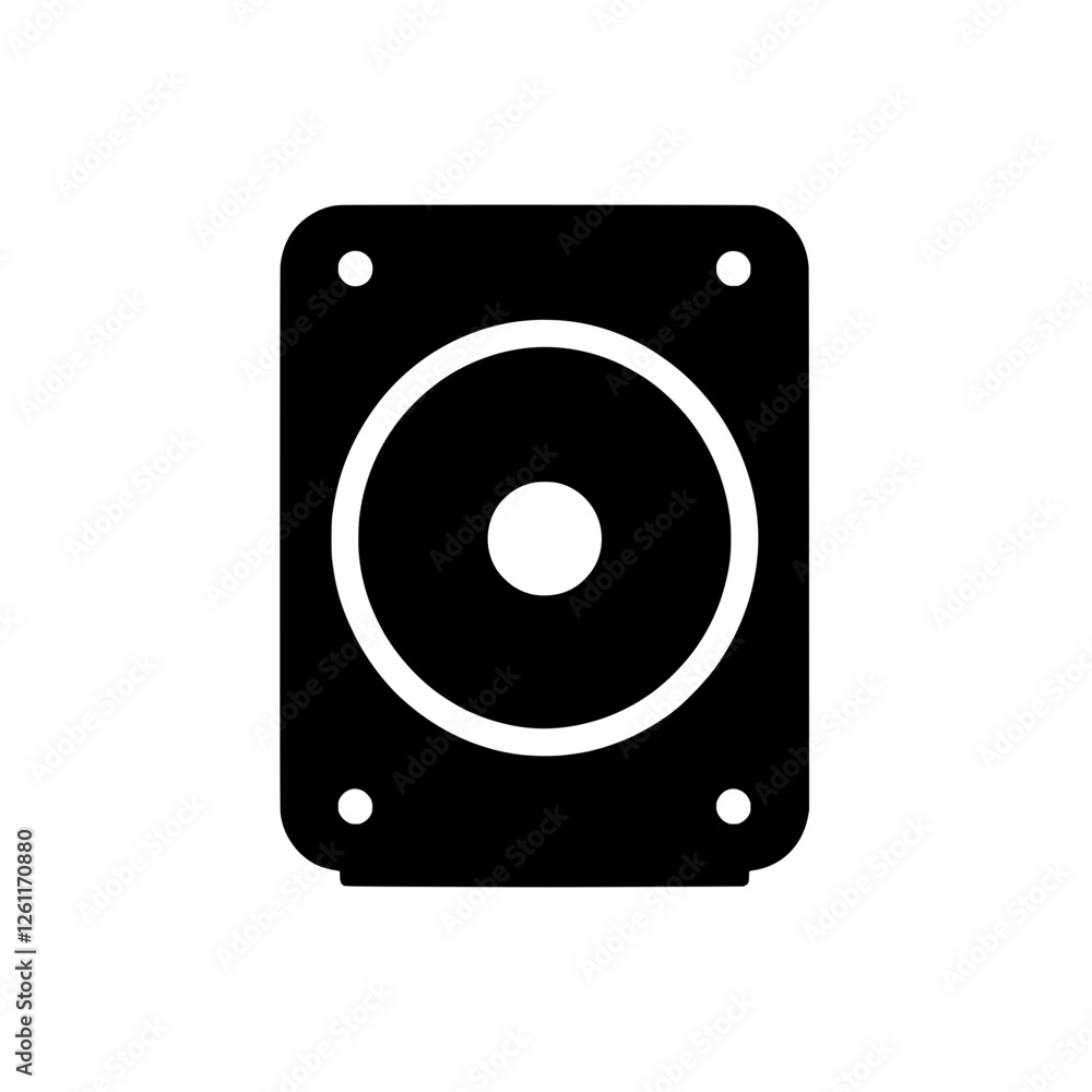Subwoofer Icon: A simple yet striking icon depicting a subwoofer speaker, ideal for audio-related projects, presentations or websites. Subwoofer Icon: A simple yet striking icon depicting a subwoofer speaker, ideal for audio-related projects, presentations or websites.