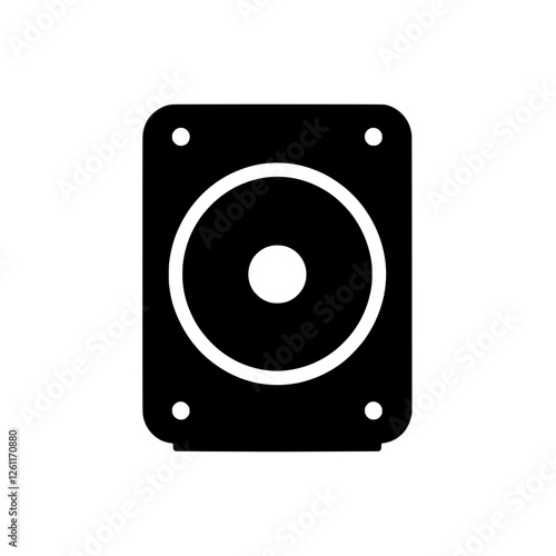 Subwoofer Icon: A simple yet striking icon depicting a subwoofer speaker, ideal for audio-related projects, presentations or websites.  