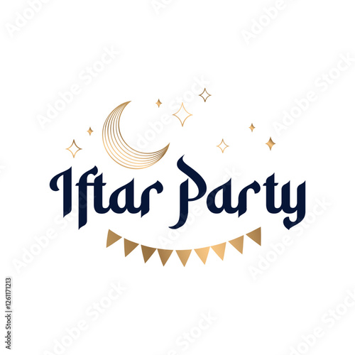  Ramadan and eid al iftar party illustration with oriental gold moon and stars. svg icon illustration