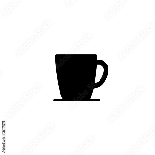 Simple Mug Icon: A clean and minimalist vector illustration of a coffee mug on a saucer, perfect for cafe menus, websites or app interfaces.  