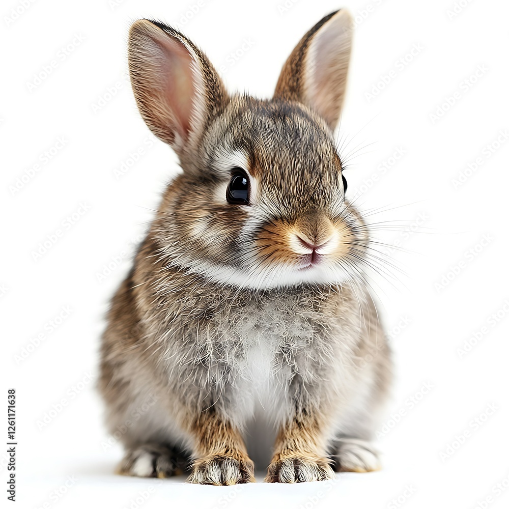 Obraz premium Cute bunny rabbit sitting, white background, studio shot, pet