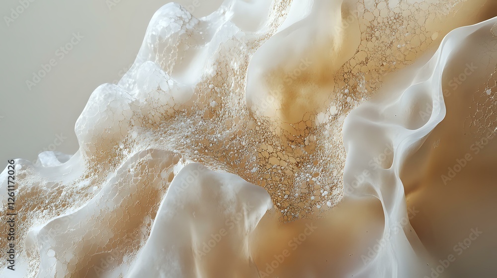 Ethereal white and beige abstract fluid art with organic flowing shapes and delicate textures creates dreamy atmospheric background for luxury designs. Ethereal white and beige abstract fluid art with organic flowing shapes and delicate textures creates dreamy atmospheric background for luxury designs.