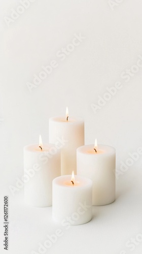 Wallpaper Mural Soft Glow of White Candles on Light Background for Relaxation and Peace Torontodigital.ca