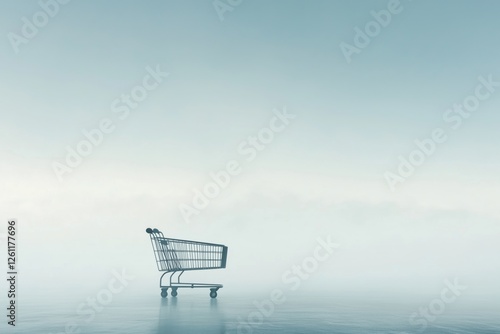 photo of an empty shopping cart on a pure white background