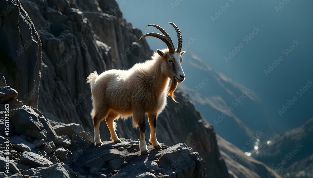 Obraz premium a mountain goat standing on top of a rocky cliff