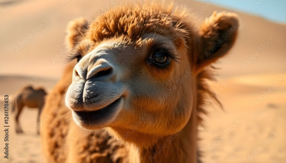 Obraz premium a close up of a camel in the desert